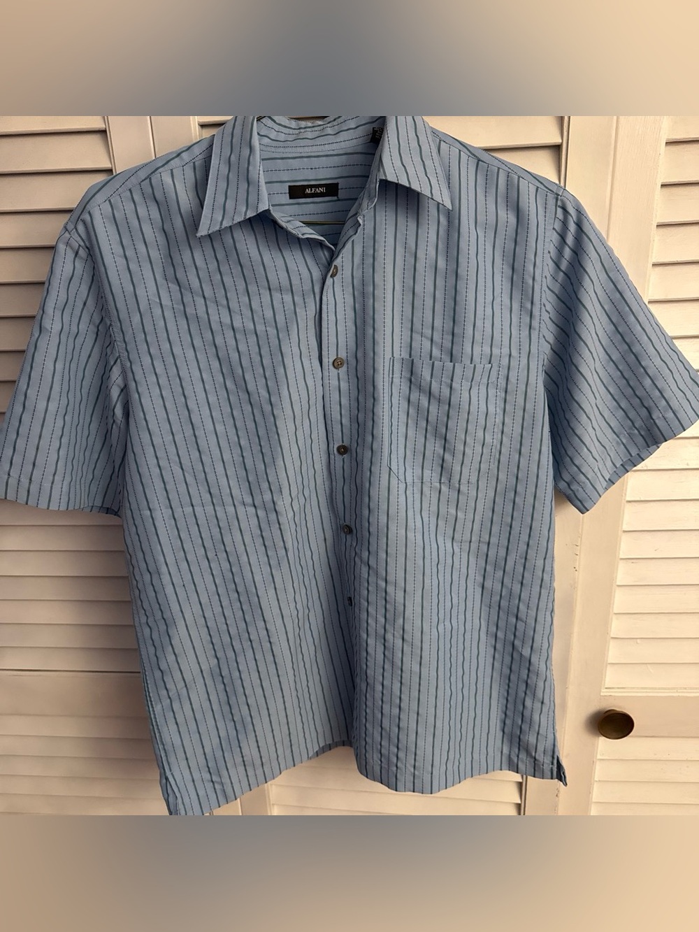 Alfani Blue Striped Button Up Top